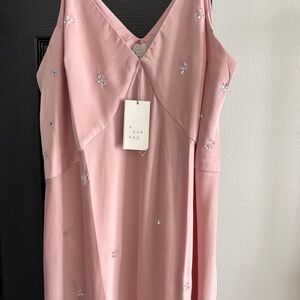 A New Day Blush Strapless Dress with Floral Embroidery